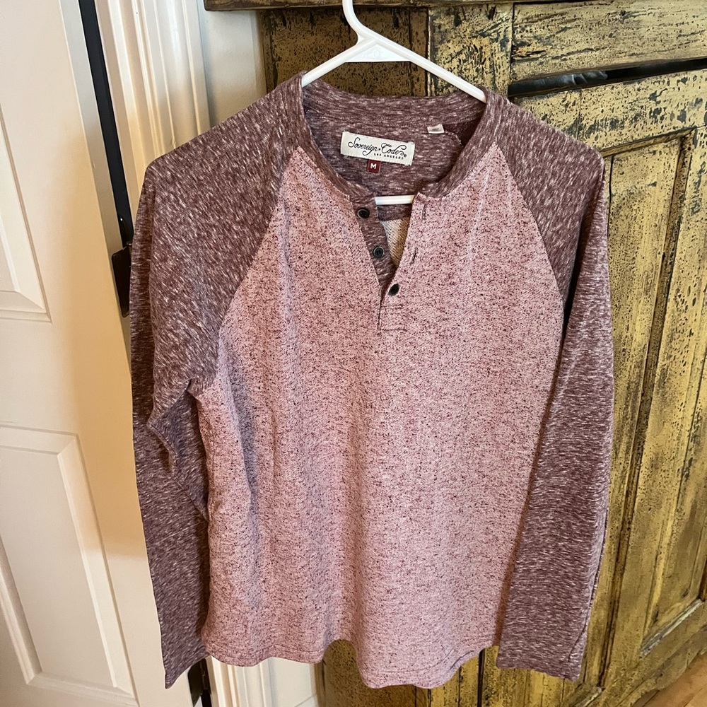 Mens sovereign code Henley heavy long sleeve T